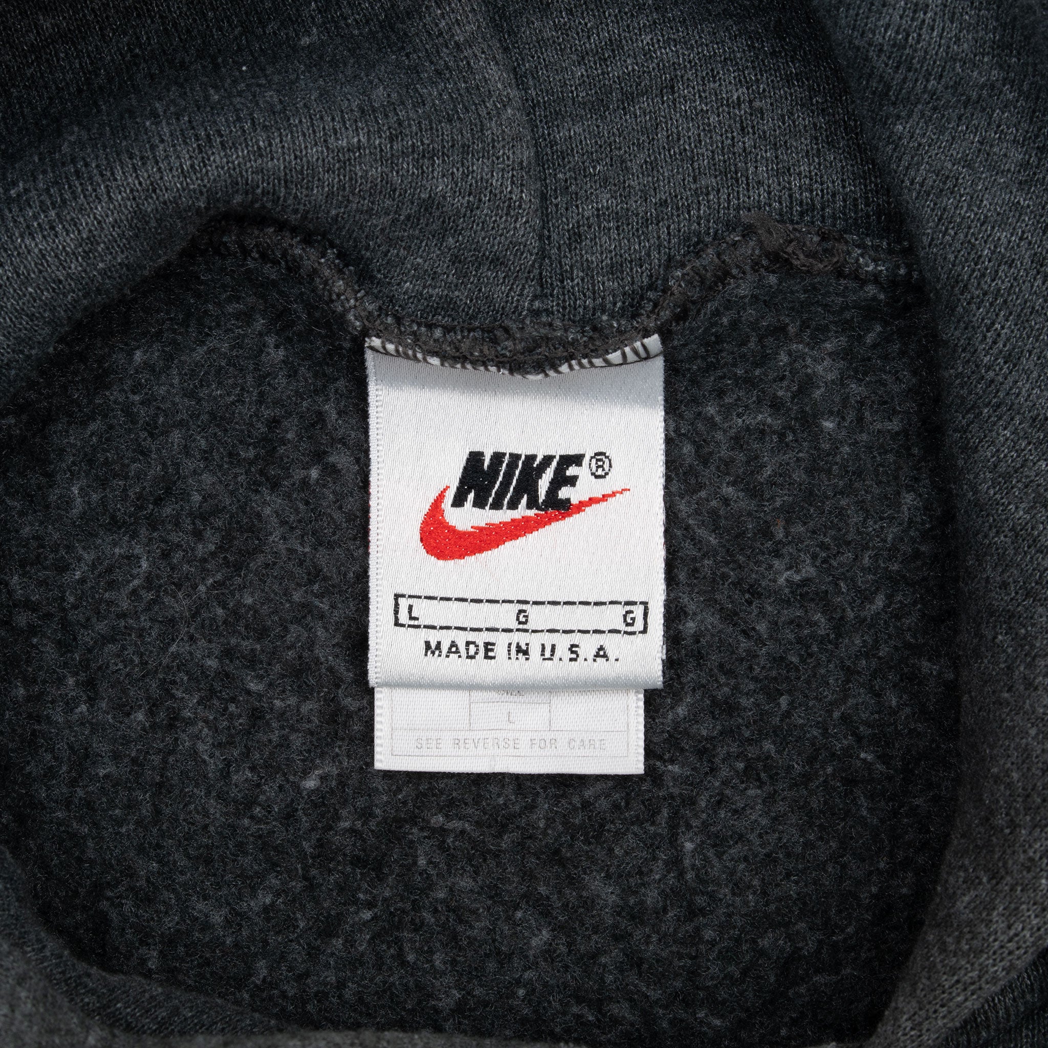 Vintage Nike Center Swoosh Back Logo Dark Grey Travis Scott Hoodie 1990S Large Made In Usa