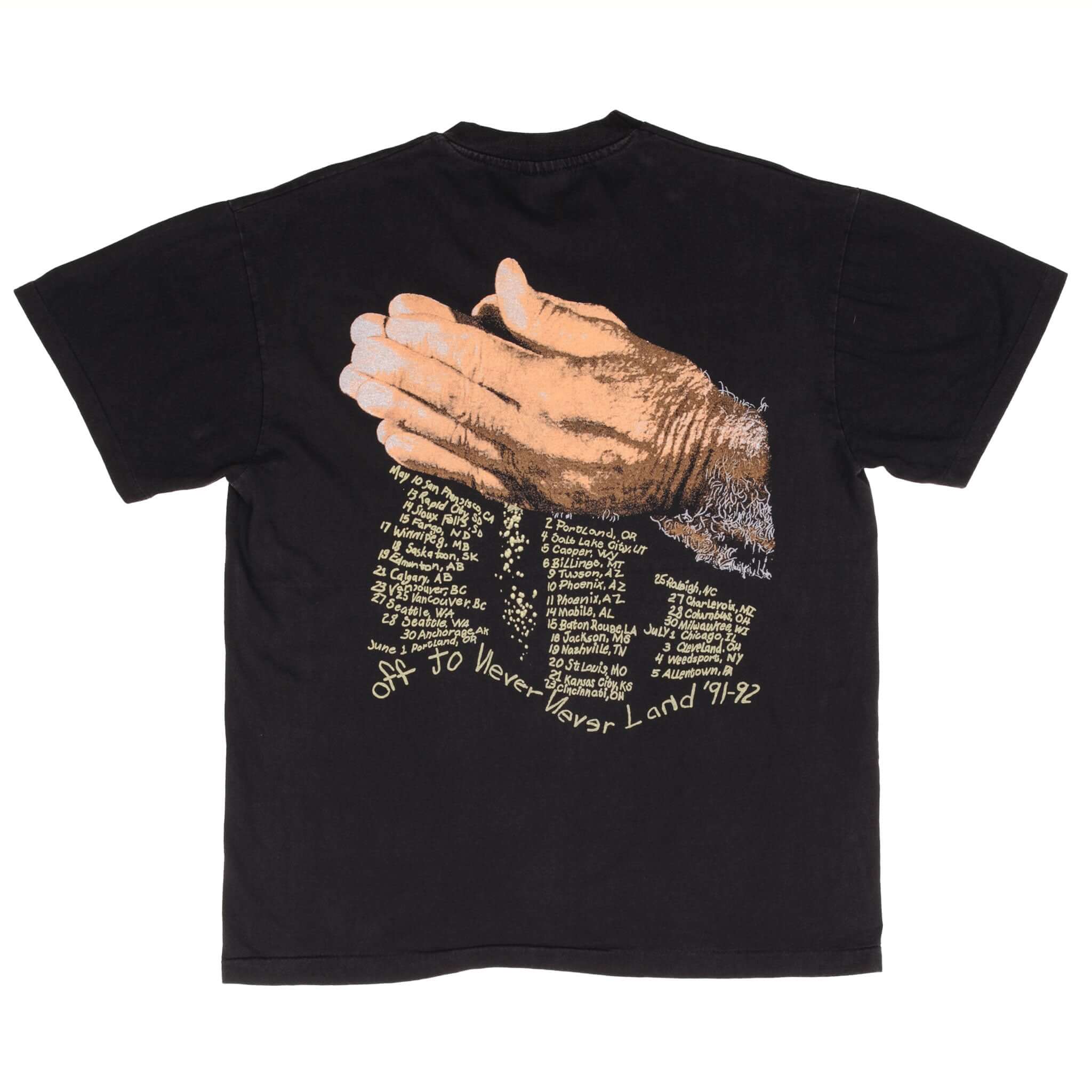 Bootleg Tee Shirt Metallica Off To Never Never Land 1991 Size Large Made In Usa Single Stitch Sleeves