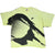 Full front view of neon yellow Nike T-shirt with black tennis graphic and chest logo