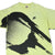 Front of neon yellow Nike tennis T-shirt with oversized black all-over racket and ball print