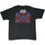 Back of black Lynyrd Skynyrd T-shirt with 1973–1998 text and red, white, and blue city list