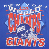 Vintage NFL New York Giants World Champs 1990 Tee Shirt Size Large Made In USA With Single Stitch Sleeves