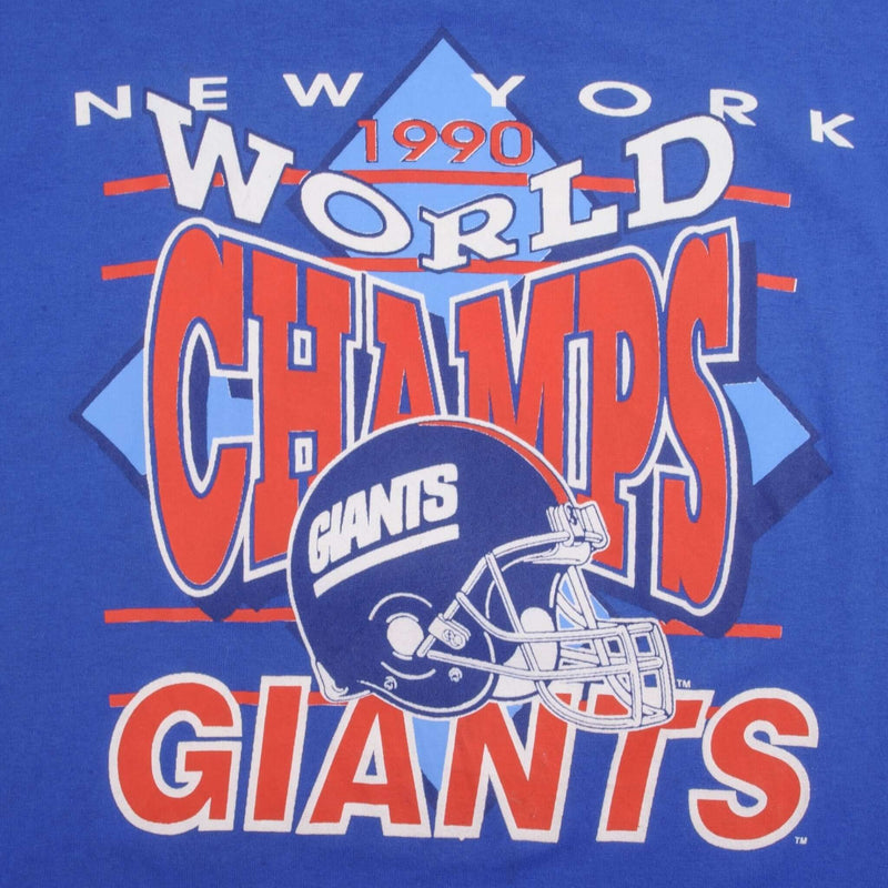 Vintage NFL New York Giants World Champs 1990 Tee Shirt Size Large Made In USA With Single Stitch Sleeves