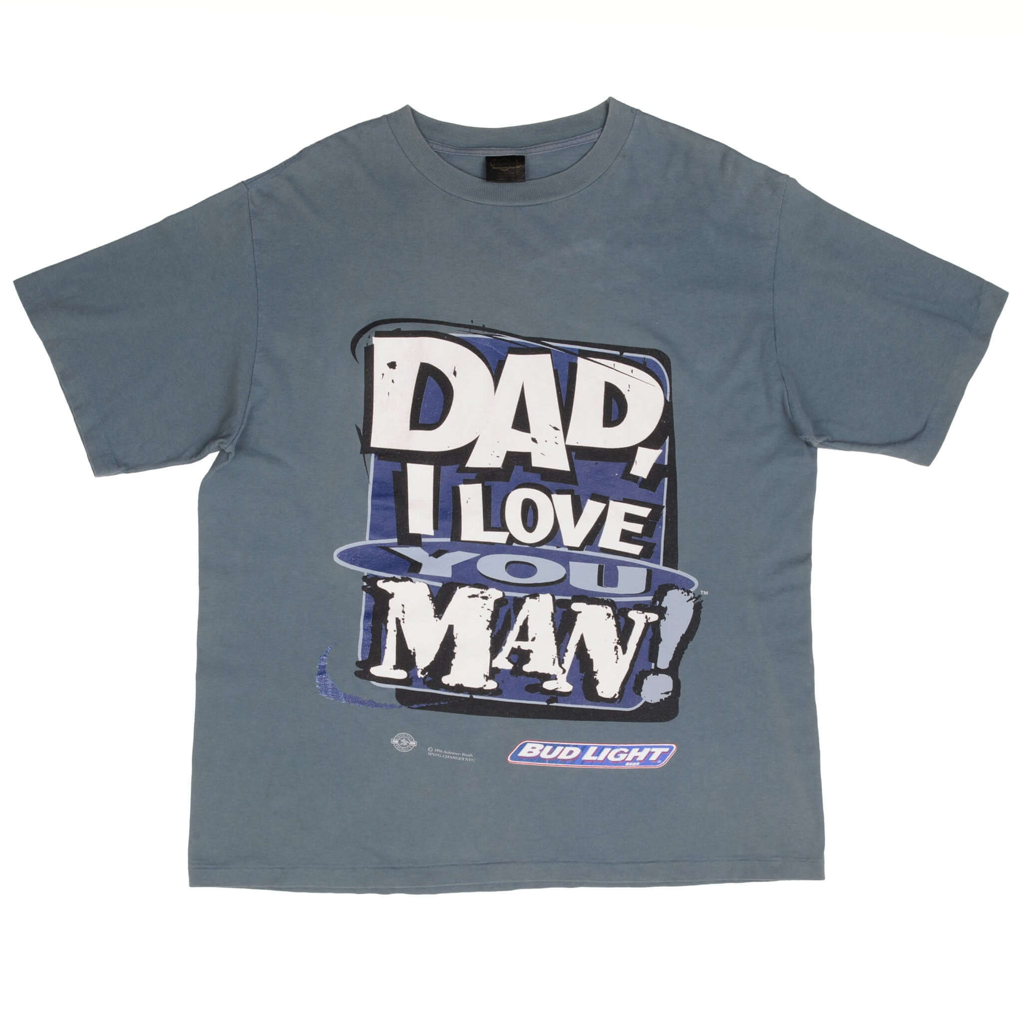 Vintage Budweiser Dad I Love You Man 1996 Tee Shirt Size XL Made In Usa With Single Stitch Sleeves