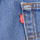 Beautiful Indigo Levis 501 Jeans 1980s Made in USA with Medium Light Wash With Light Whiskers  Size on tag 36X30 actual size 36X29 Back Button #653