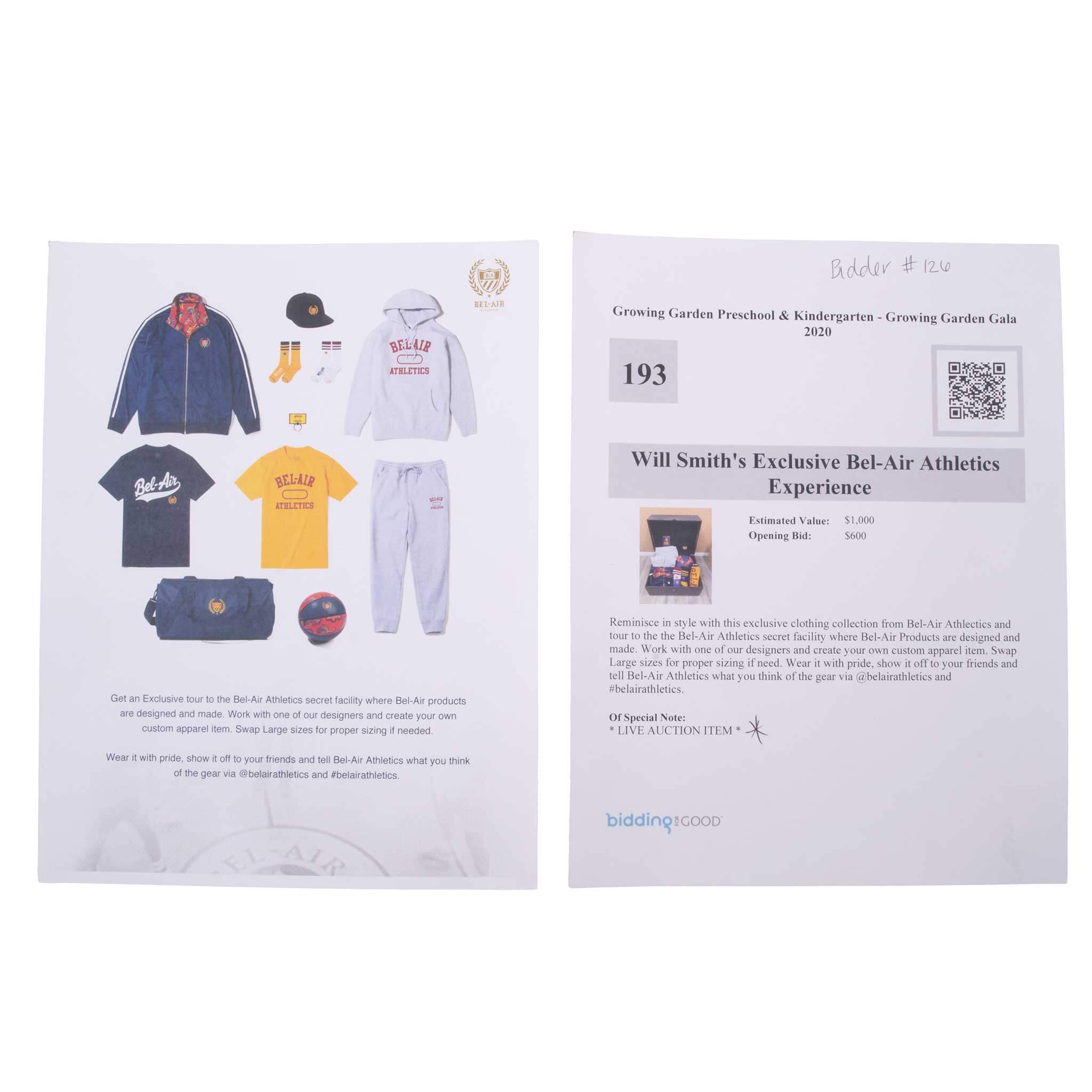 Special Edition Will Smith Bel-Air Athletics Box Size Large Deadstock

Included in the box:

Two Tee Shirts
Two Pairs of Socks
One Reversible Jacket
One Cap
One Hoodie
One Sweatpants
One Sports Bag
One Basketball
One Phone Ring