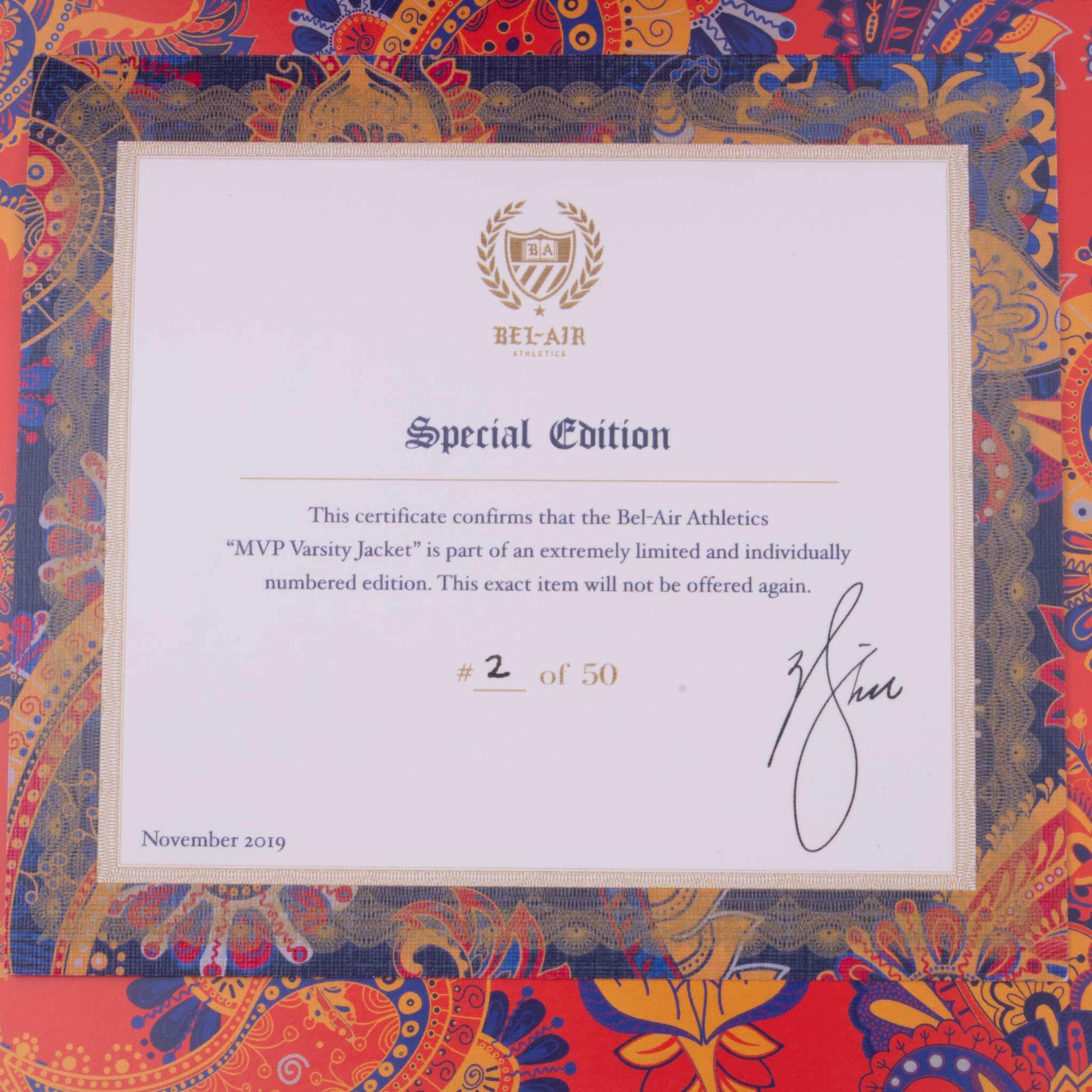 Special Edition 2/50 Will Smith Bel-Air Athletics Mvp Varsity Jacket Size Large Deadstock