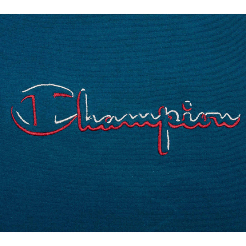 Vintage Champion Reverse Weave Spellout Cyan Sweatshirt 1990S Size XL Made In Usa