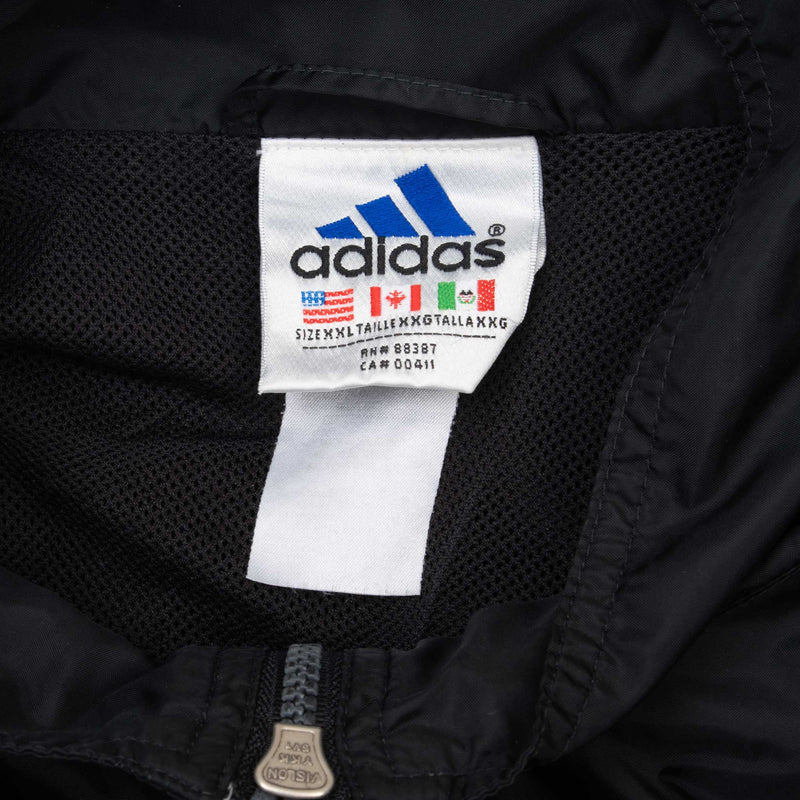 Vintage Adidas Black Windbreaker Jacket 1990S Size 2XL