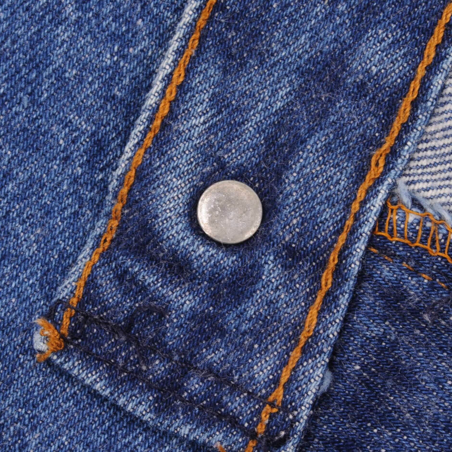 Beautiful Indigo Levis 501 Jeans 1980s Made in USA with Dark Wash   Size on tag 46X32 actual size 44X30  Back Button #522