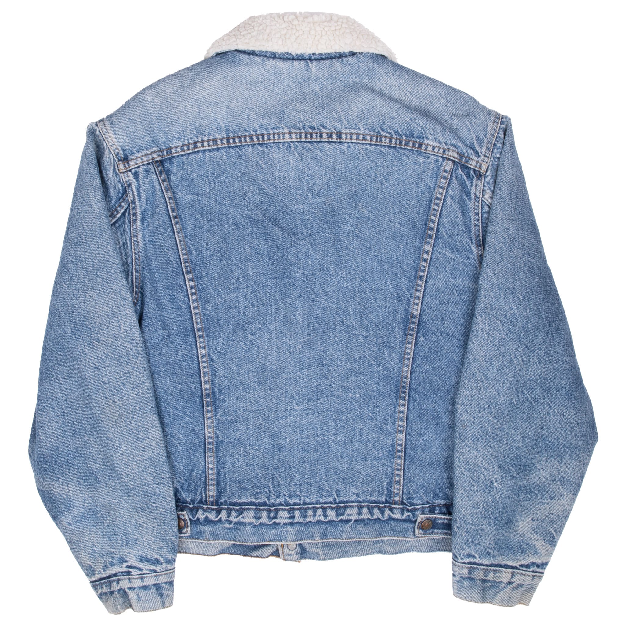 Vintage Levis Sherpa Trucker Blue Denim Jacket 1980S Size 42R Made In Usa