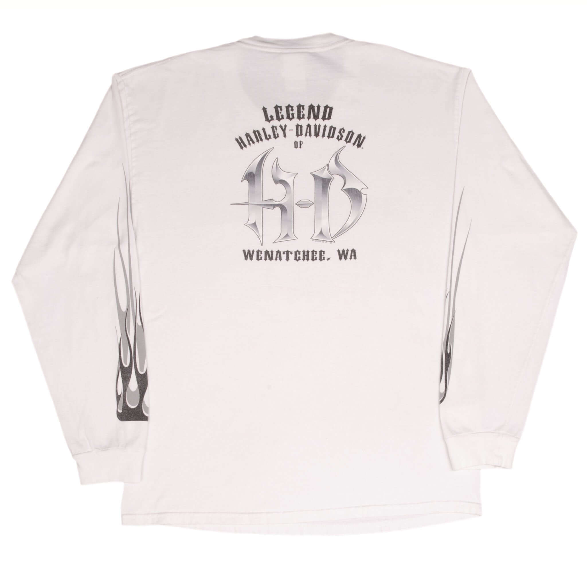 Vintage Harley Davidson Long Sleeves Flame Tee Shirt 2007 Size Large