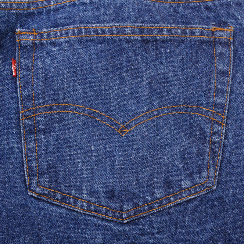 Beautiful Indigo Levis 501 Jeans 1980s Made in USA with Dark Wash   Size on tag 46X32 actual size 44X30  Back Button #522