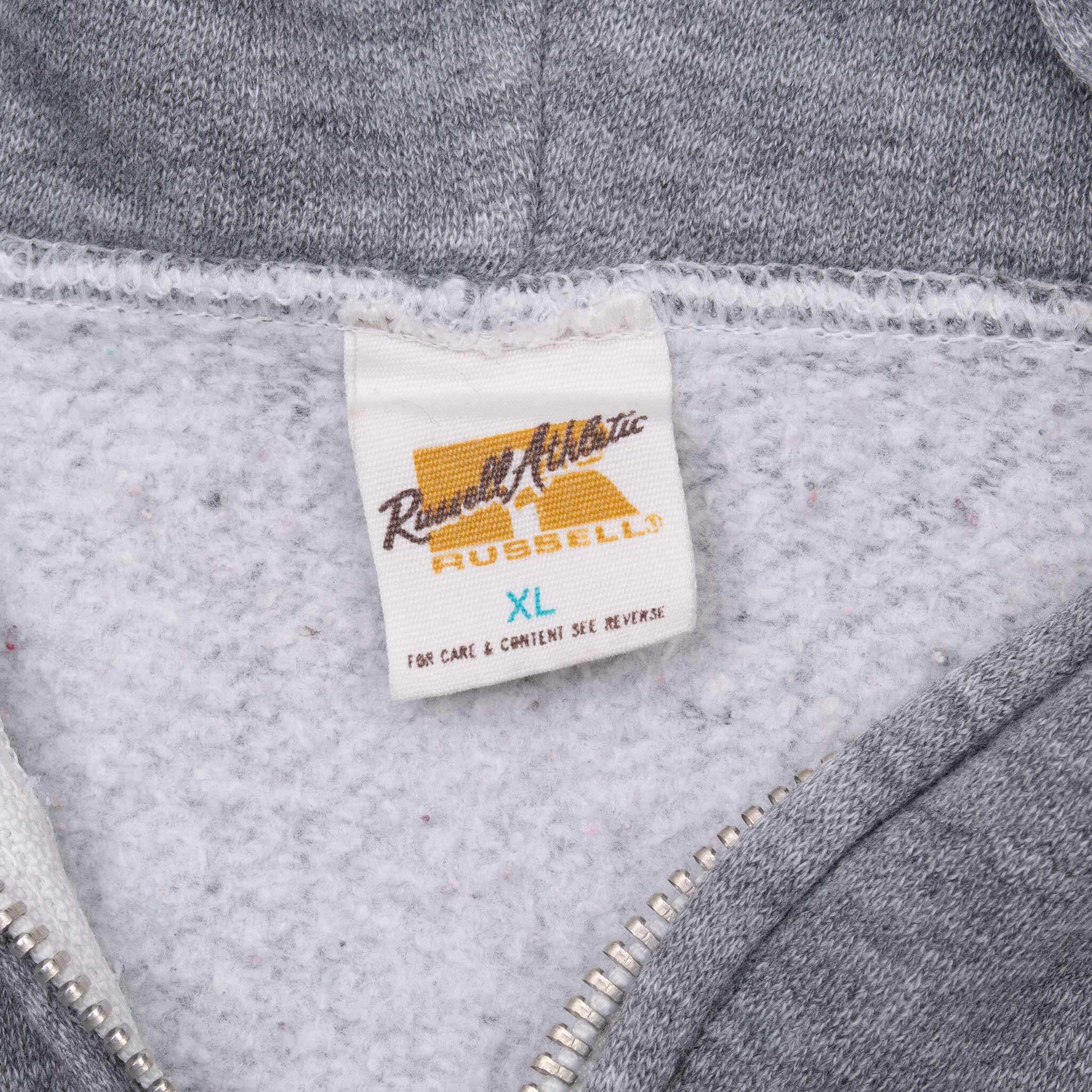 Vintage Russell Athletic Blank Grey Zip Up Hoodie Sweatshirt 1970S Size XL Made In Usa