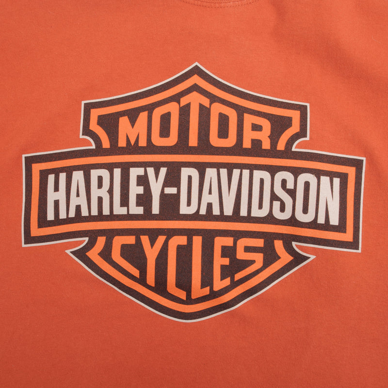 Vintage Harley Davidson Bryan Moore Oklahoma Orange Tee Shirt 2001 Size Medium Made In USA