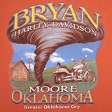 Vintage Harley Davidson Bryan Moore Oklahoma Orange Tee Shirt 2001 Size Medium Made In USA