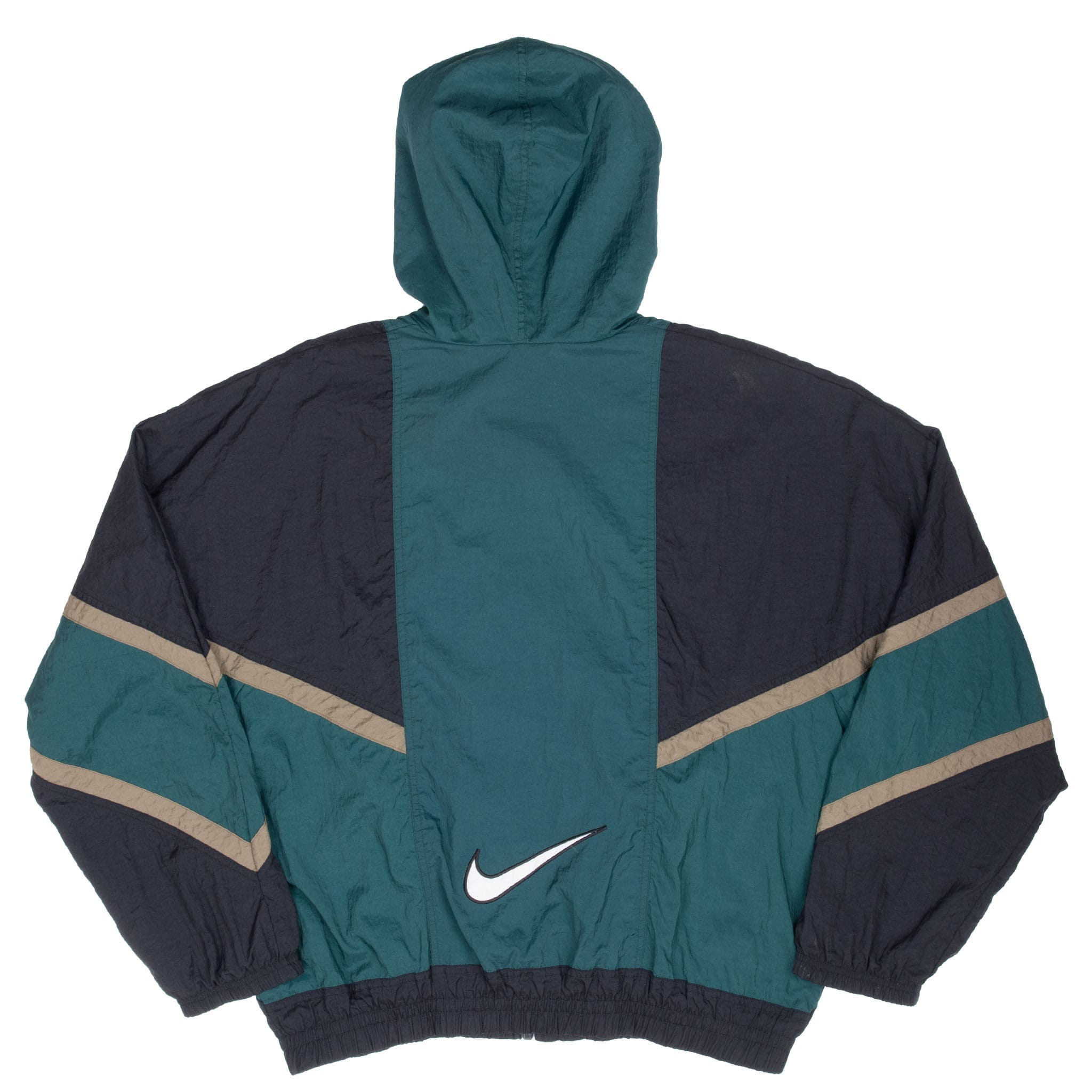 Vintage Nike Big Swoosh Green Windbreaker Jacket 1990S Size Large