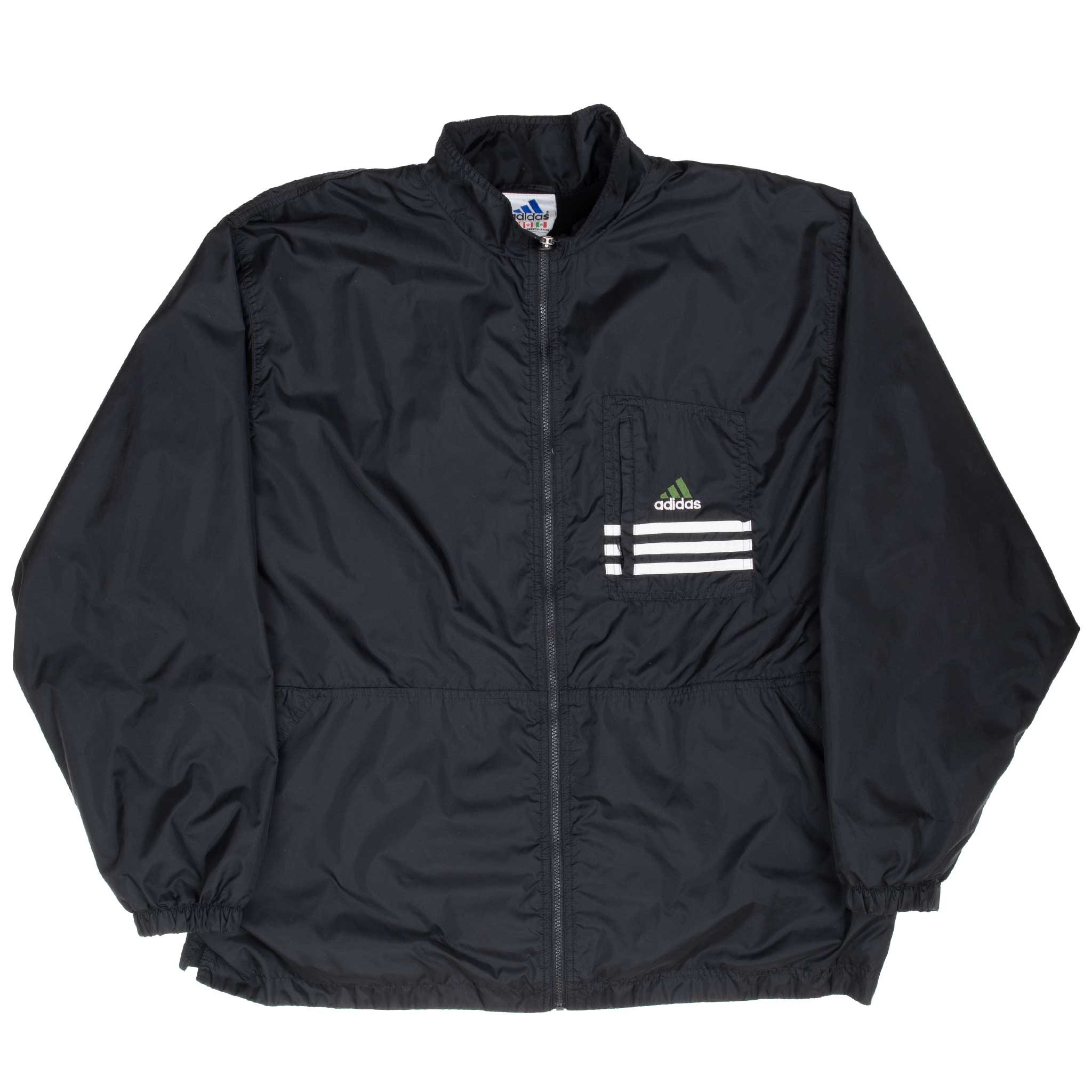 Vintage Adidas Black Windbreaker Jacket 1990S Size 2XL