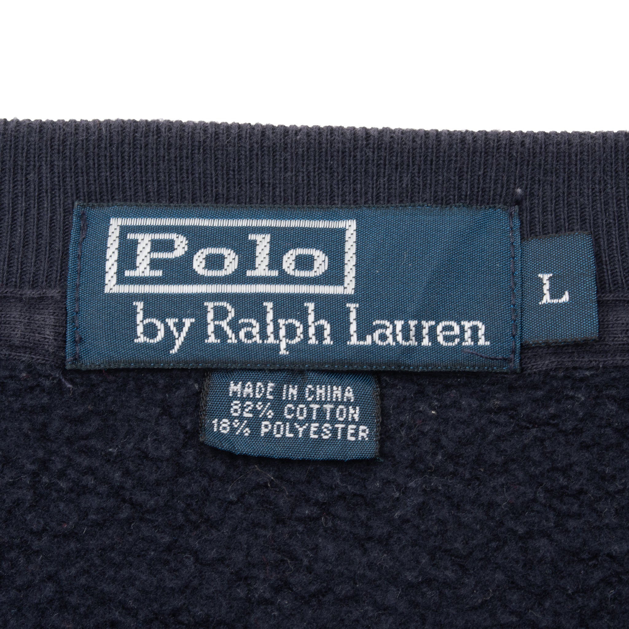 Vintage Ralph Lauren 1990S Classic Navy Blue Crewneck Sweatshirt Size Large