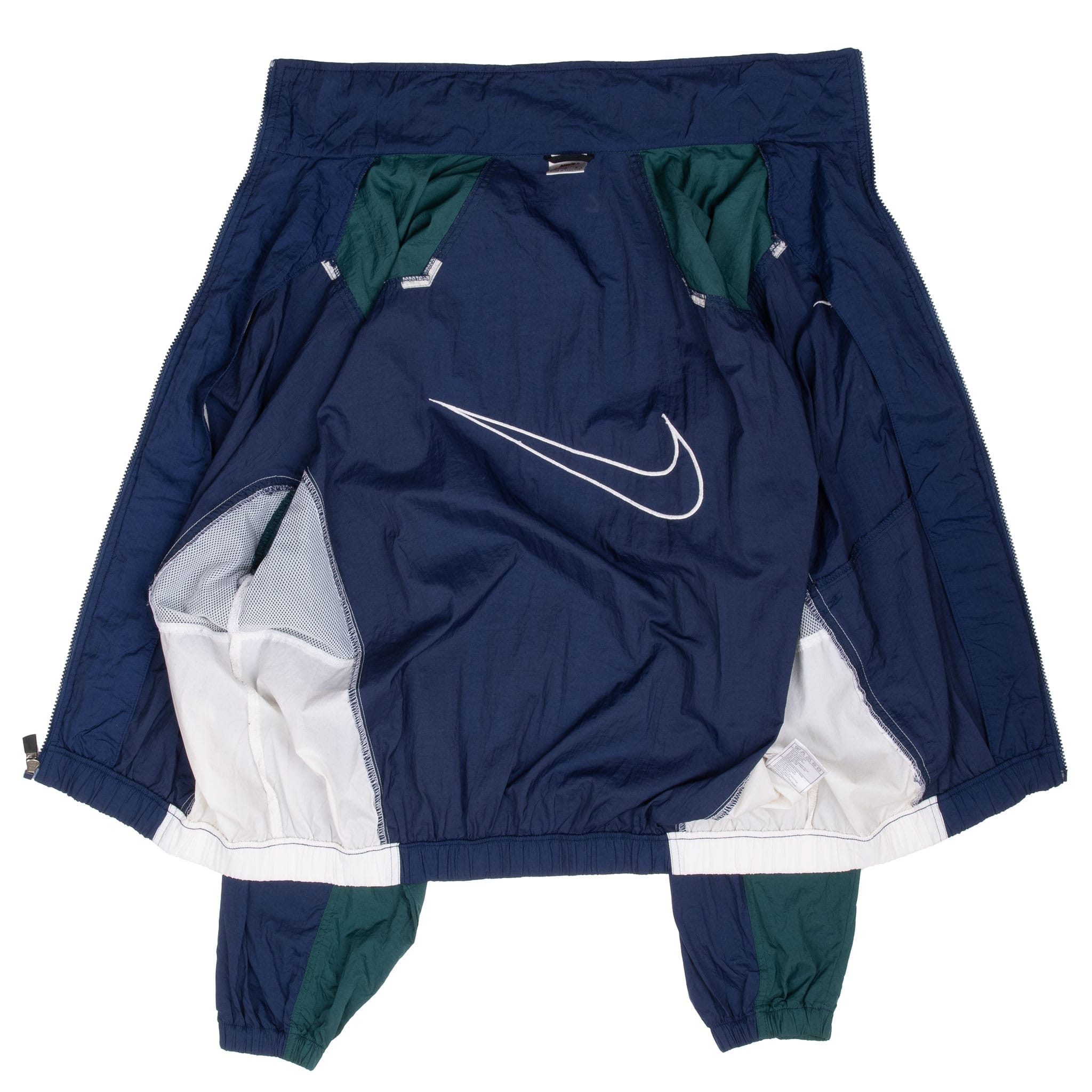 Vintage Nike Big Swoosh Green Blue Windbreaker Jacket 1990S Size Large