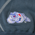 Close-up of Fresno State Bulldogs mascot embroidery on navy hoodie pocket