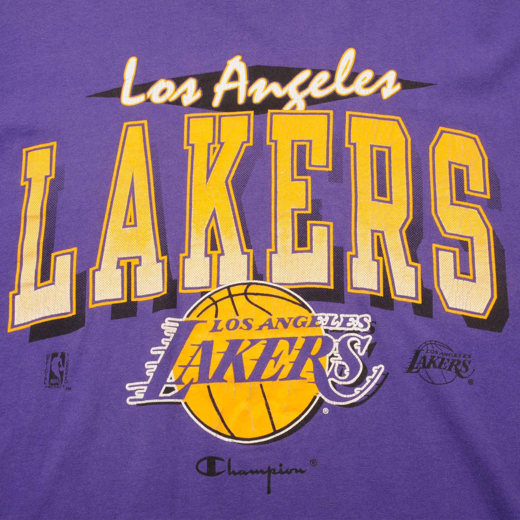VINTAGE CHAMPION NBA LOS ANGELES LAKERS TEE SHIRT EARLY 90S SIZE XL MADE IN USA
