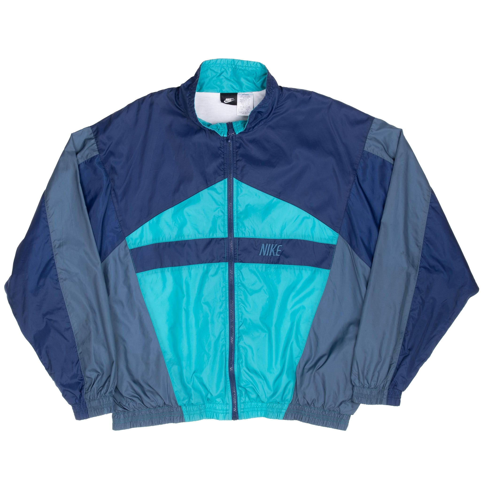 VINTAGE NIKE TEAL BLUE WINDBREAKER JACKET EARLY 1990S LARGE