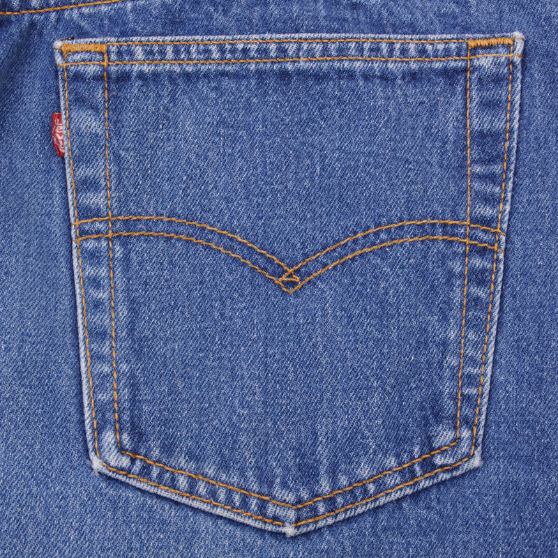Beautiful Indigo Levis 501 Jeans 1980s Made in USA with Medium Wash   Size on tag Unknown Actual Size 36X32   Back Button #544