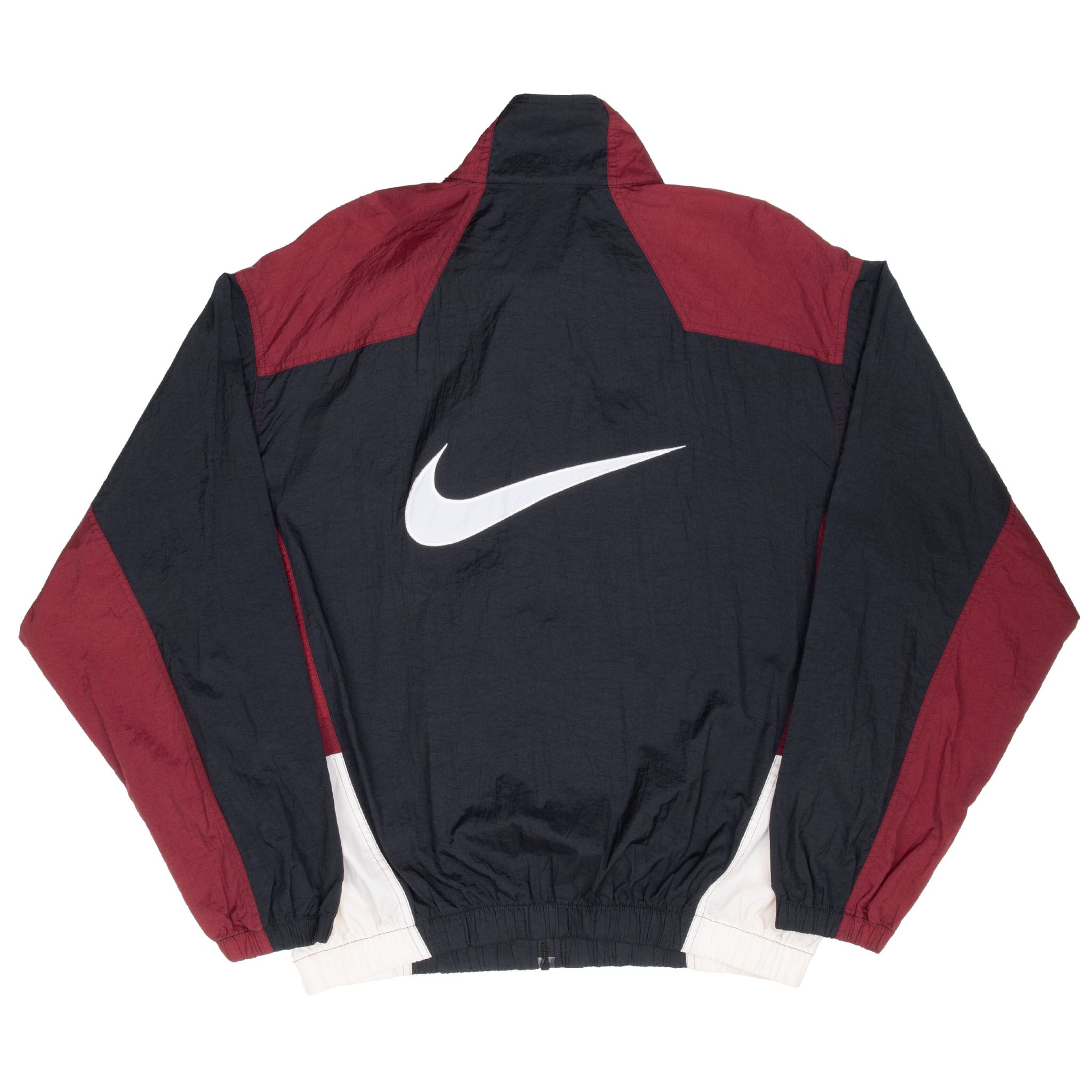 Vintage Nike Big Swoosh Black Burgundy Red Windbreaker Jacket 1990S Size Large