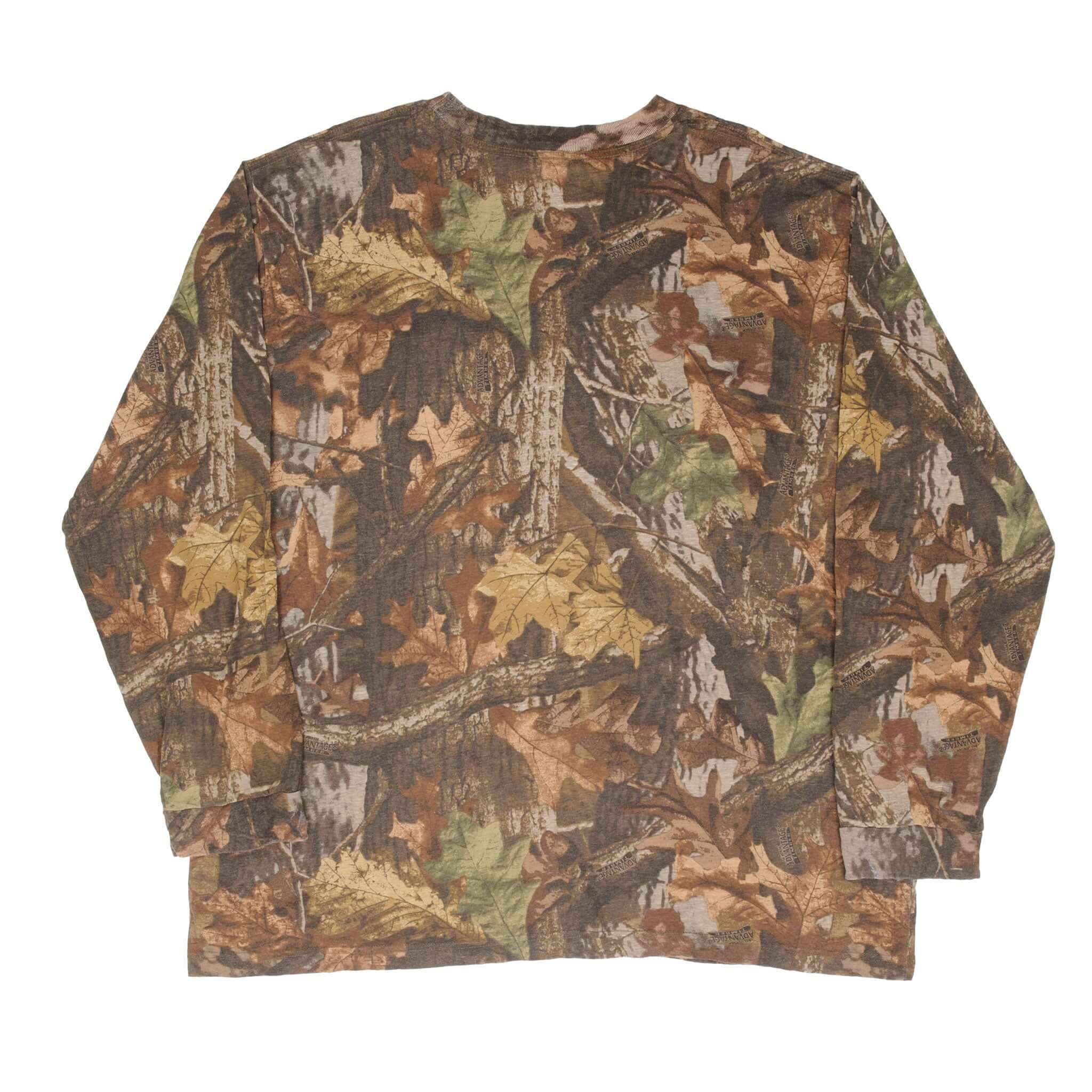 Vintage Hunting Advantage Timber Camo Long Sleeve Pocket Tee Shirt 2000S Size 3XL