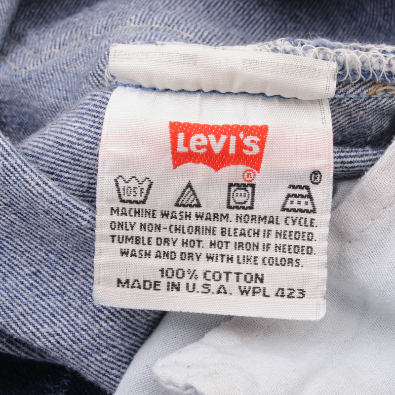 Beautiful Indigo Levis 501 Jeans 1990s Made in USA with Medium Wash   Size on tag 34X32  Back Button #511M