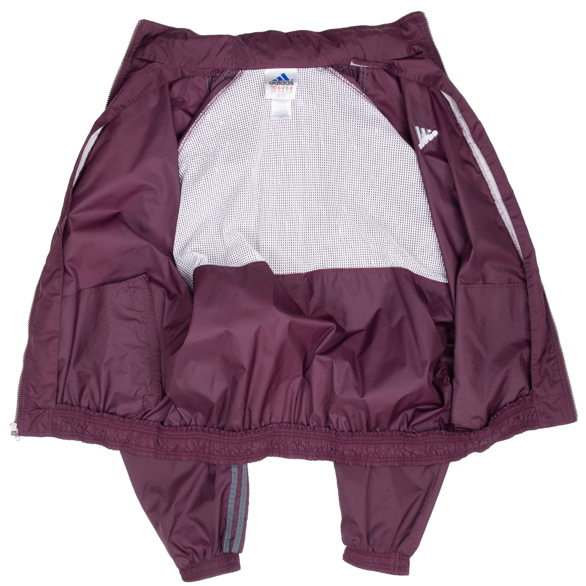 Vintage Adidas Purple 3 Stripes Windbreaker Jacket 1990S Size Large