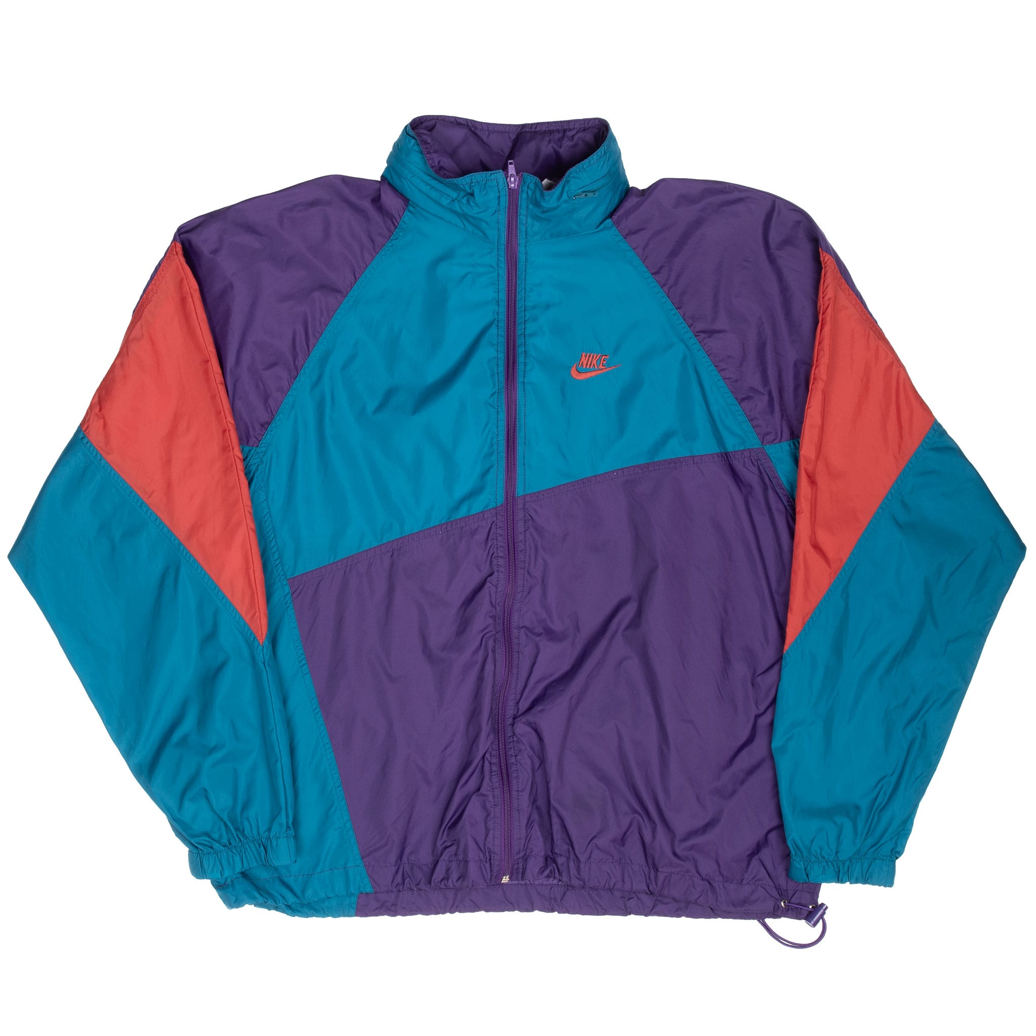 Vintage Nike Swoosh Purple And Teal Windbreaker Jacket Late 1980S Size XL