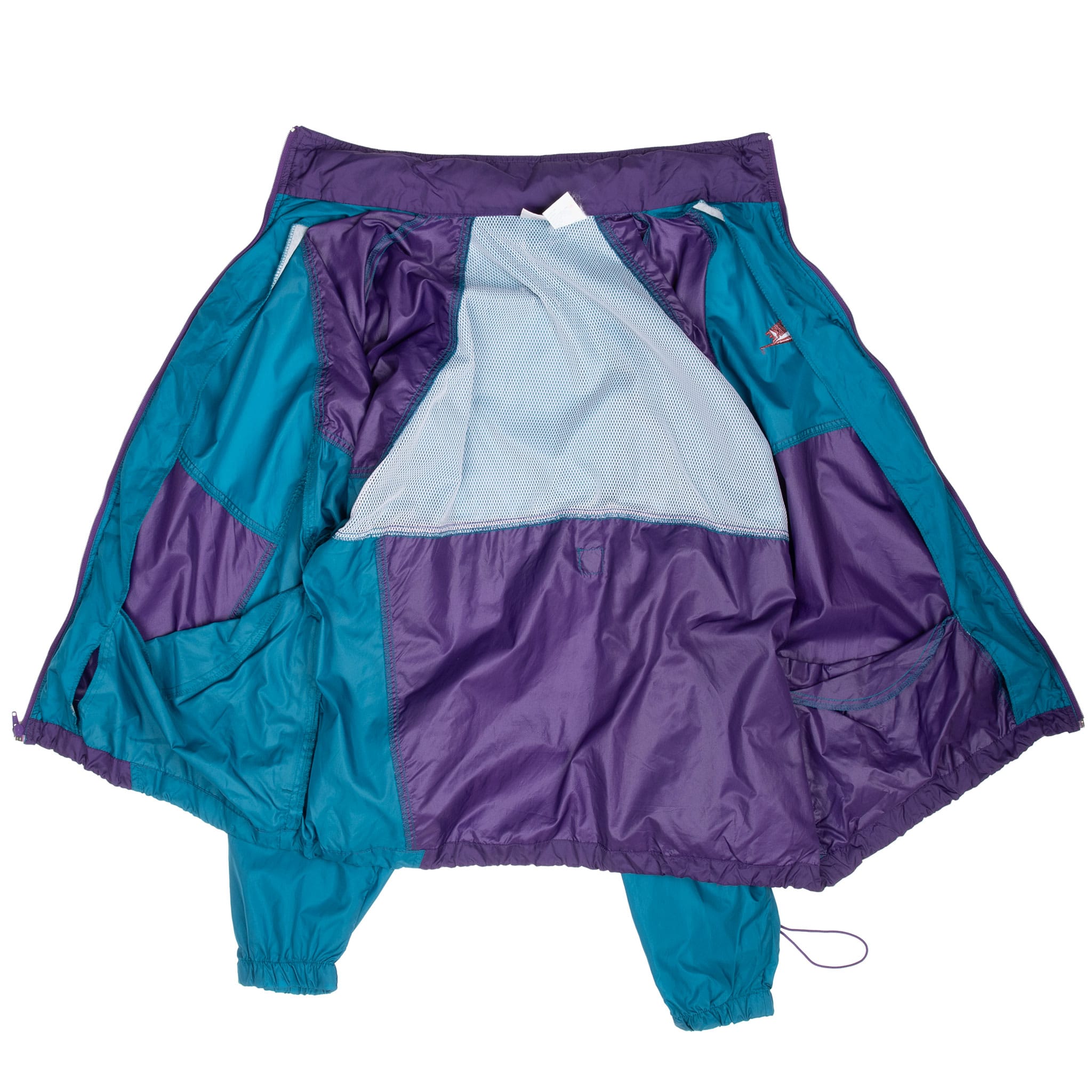 Vintage Nike Swoosh Purple And Teal Windbreaker Jacket Late 1980S Size XL