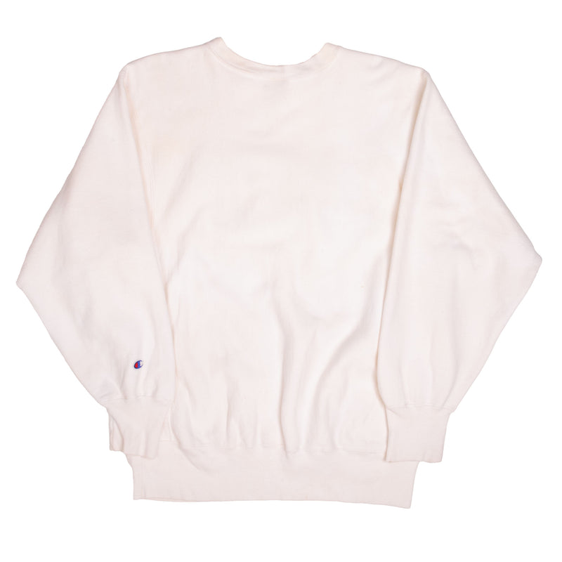 Vintage White Champion Reverse Weave Sigma Alpha Tau Sweatshirt 1990S Size XL Made In USA