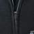 Close-up of metal front zipper and black sweatshirt fabric on Harley-Davidson hoodie