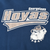 Close-up of Georgetown Hoyas chest print with gray lettering and bulldog mascot