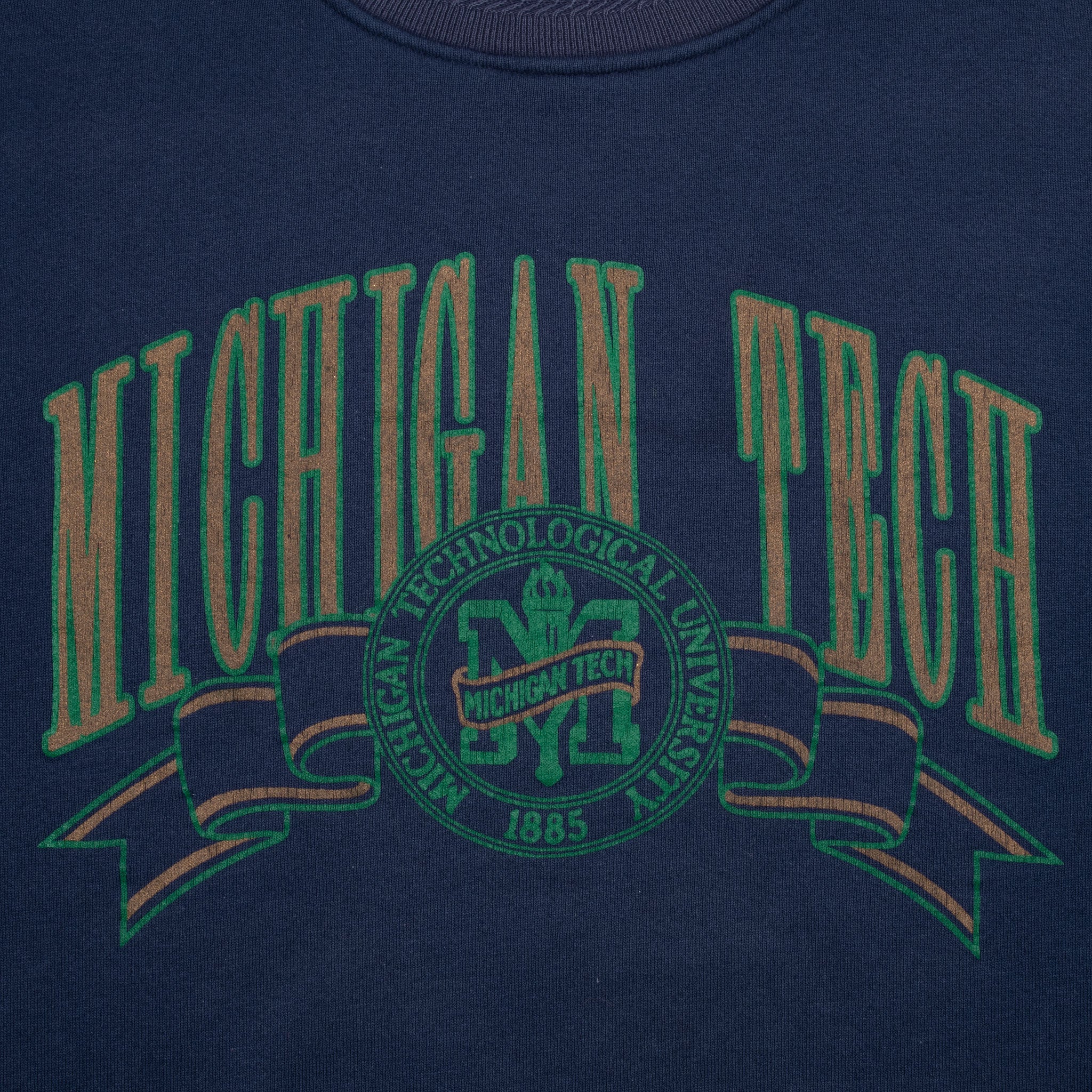 Vintage Ncaa Michigan Tech 1990S Blue Sweatshirt Size Large Made In Usa