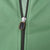 Close-up of black front zipper and oval pull on green Nike track jacket