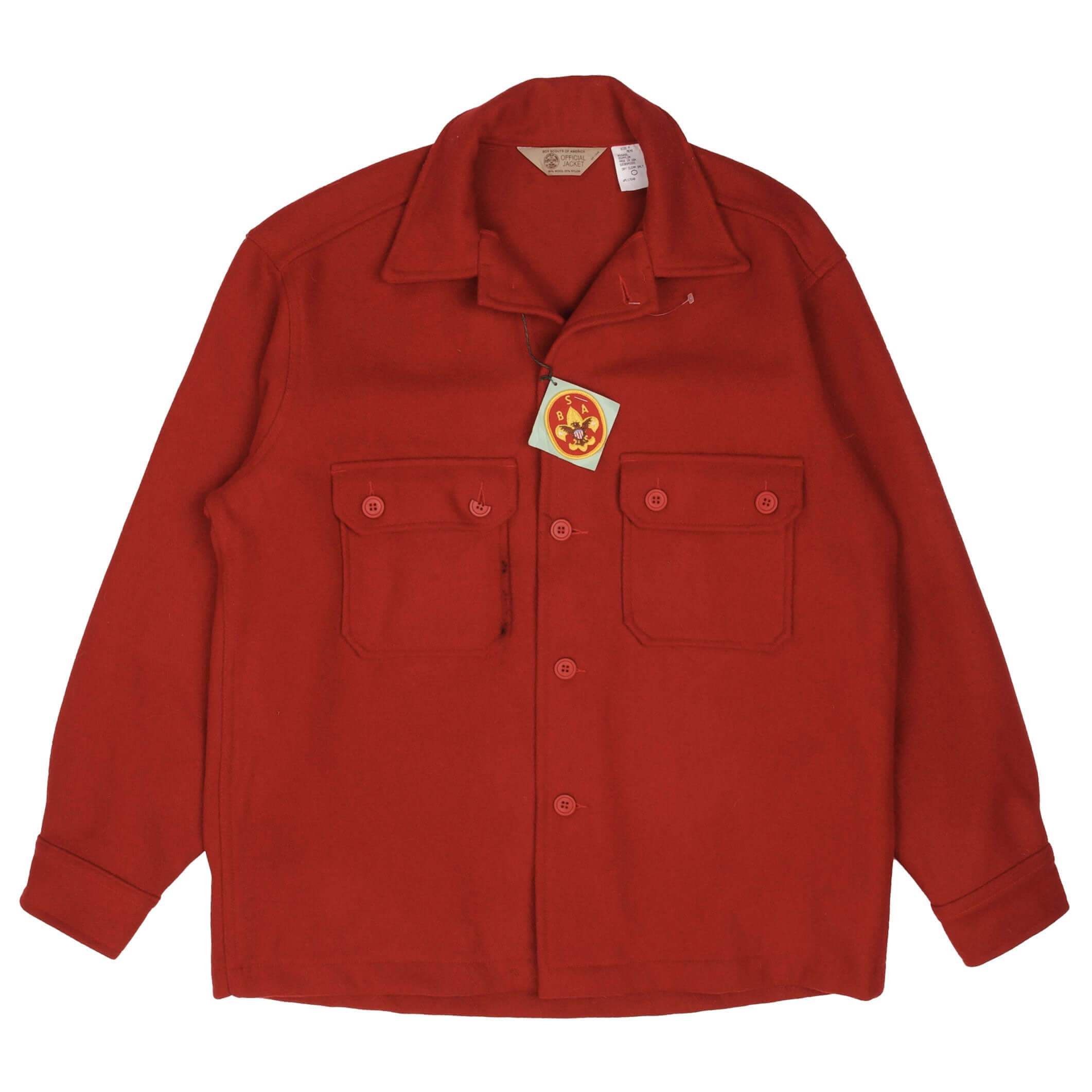 Vintage Boy Scouts Of America Red Wool Jacket 1970S 1980S Medium Made In USA Deadstock