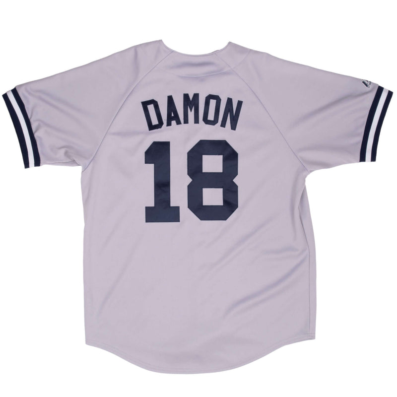 Vintage Mlb New York Yankees Damon #18 Majestic Jersey 2000S Size Large
