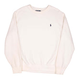 Vintage Polo Ralph Lauren Classic Crewneck Heavyweight White Sweatshirt Size Large 1990S