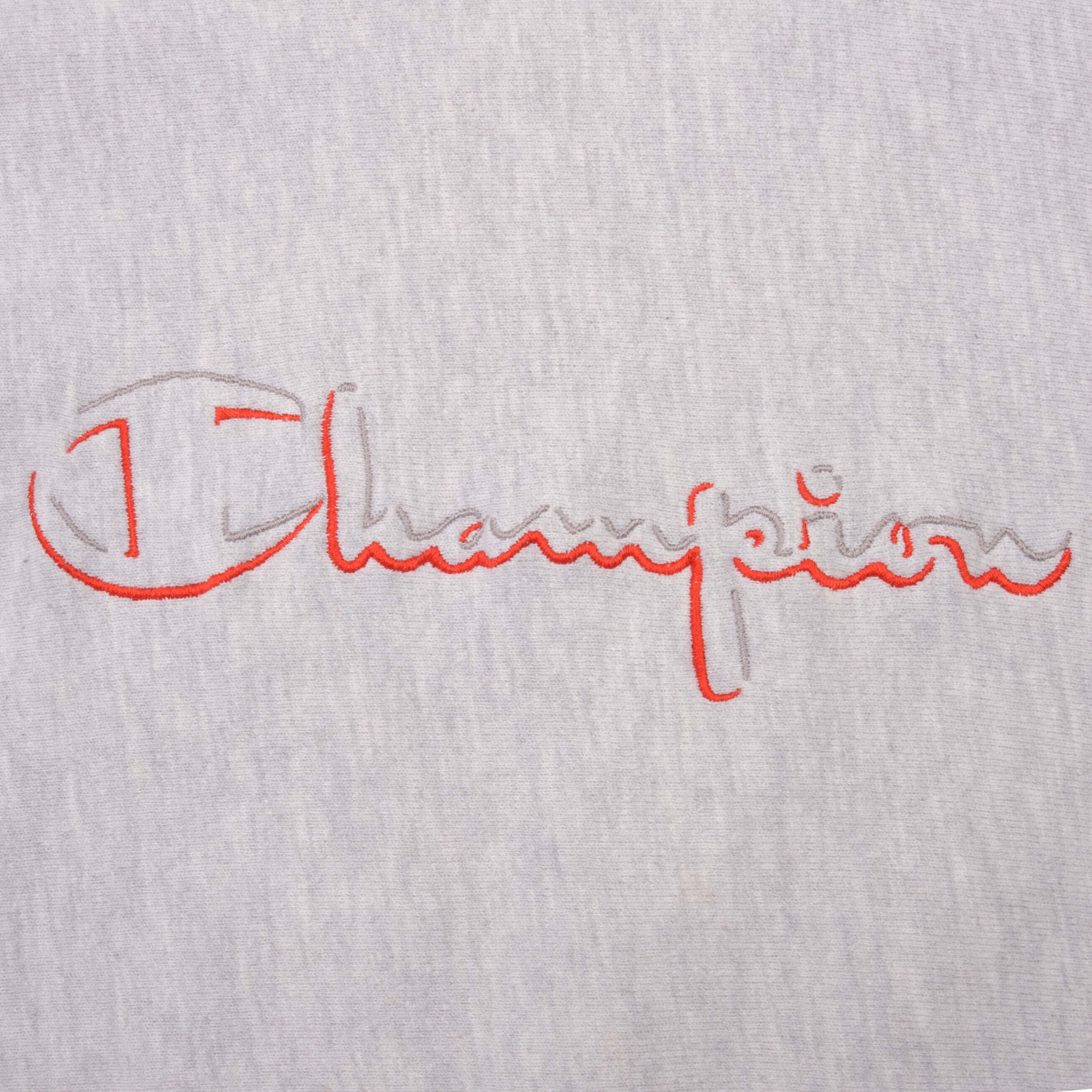 Vintage Grey Champion Reverse Weave Spellout Sweatshirt 1990S Size 2XL Made In USA