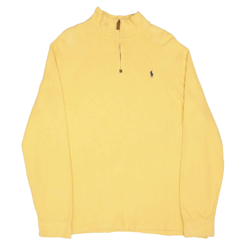 Vintage Ralph Lauren Yellow Quarter Zip Sweater Size XL 1990S