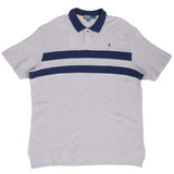 Vintage Ralph Lauren Grey & Blue Striped Polo Shirt 1990S Size 2XL
