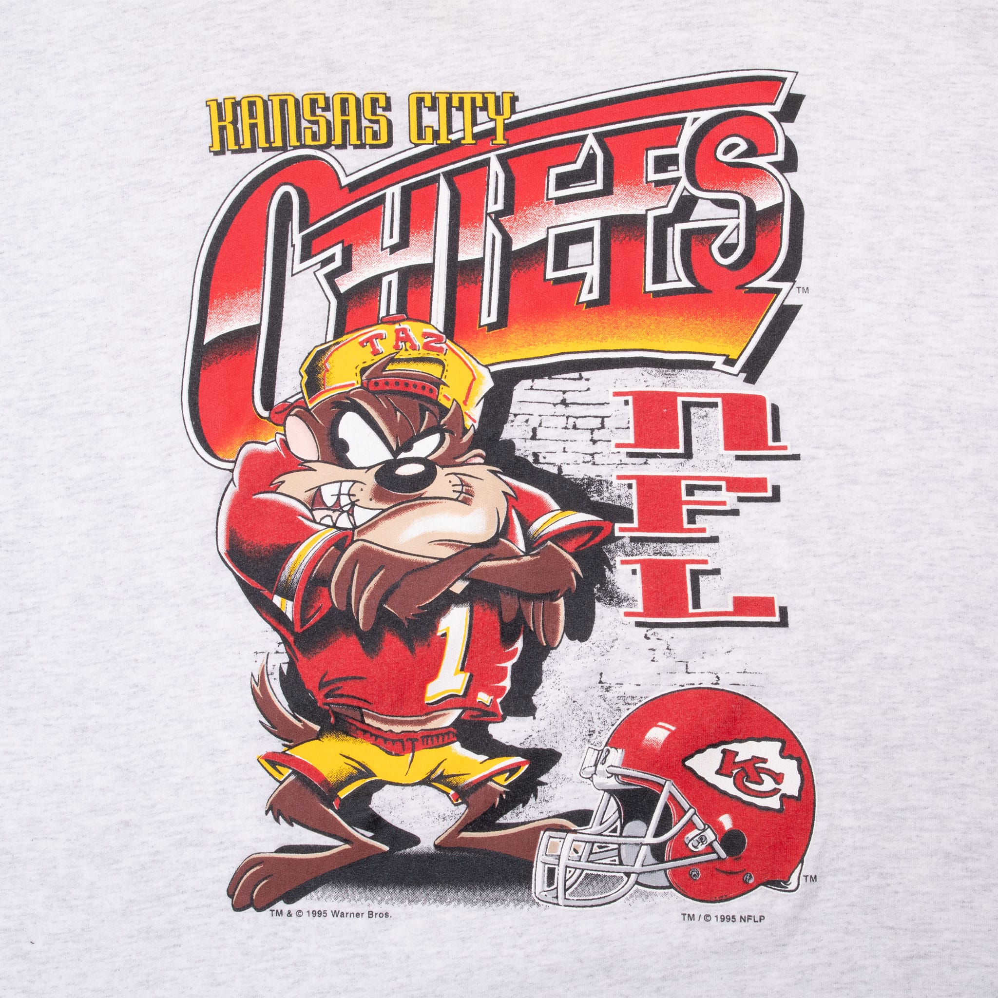 Vintage Nfl Kansas City Chiefs Looney Tunes Taz 1995 Tee Shirt Size Large