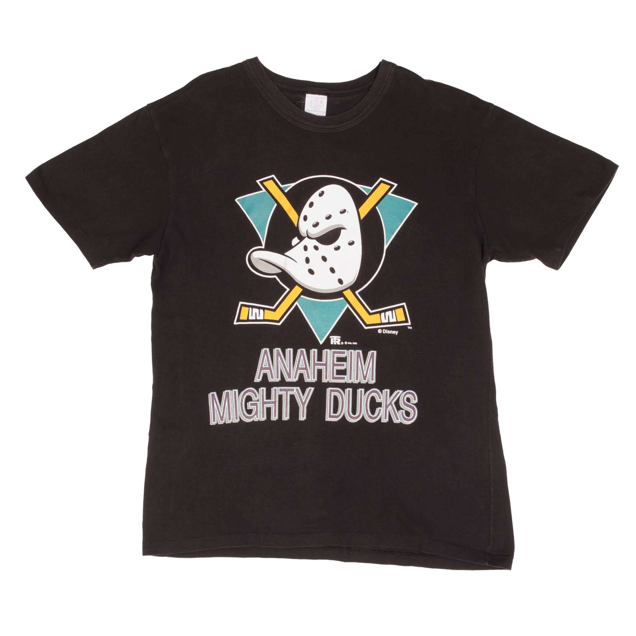 Vintage NHL Anaheim Mighty Ducks Disney Tee Shirt 1993 Size Medium Made in USA With Single Stitch Sleeves