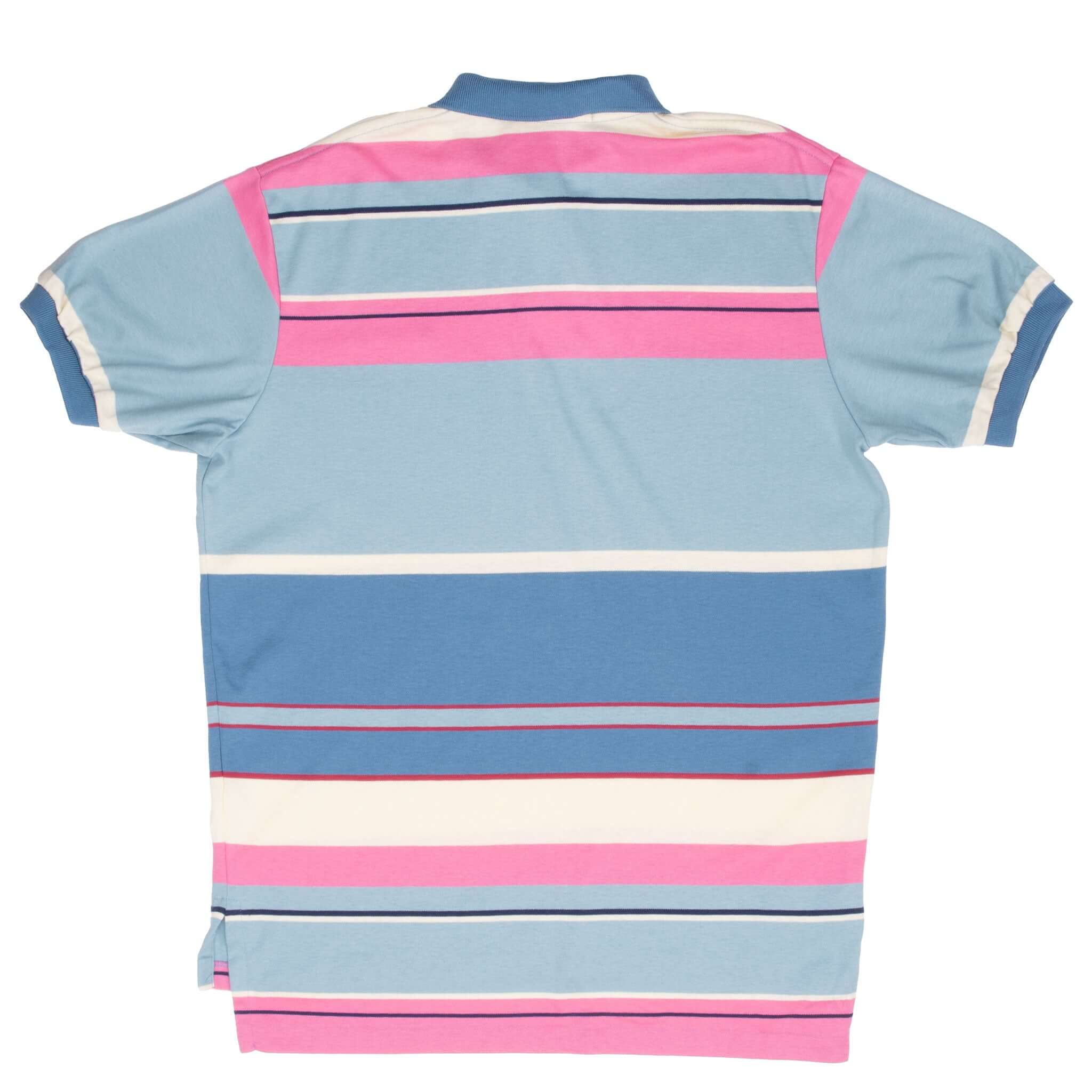 Vintage Ralph Lauren Pink & Blue Striped Polo Shirt 1990S Size Large Made In Usa