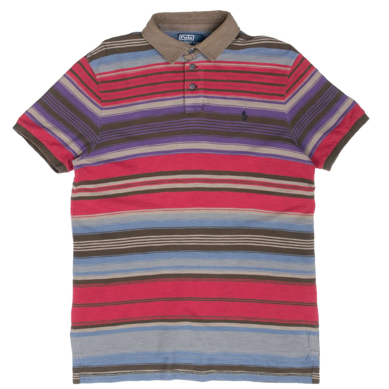 Vintage Ralph Lauren Striped Polo Shirt 1990S Size Large