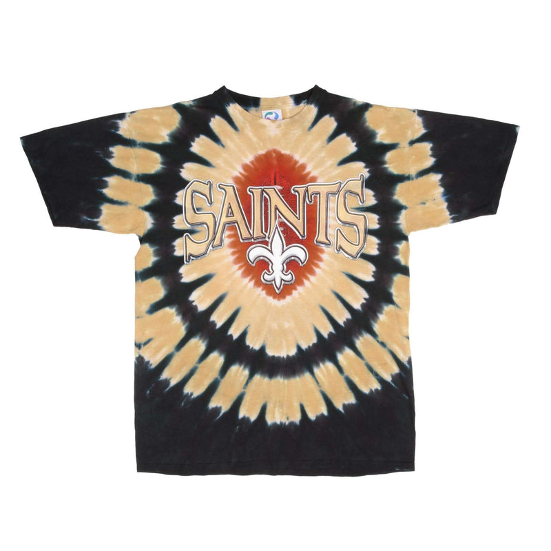 Vintage Tie Dye NFL New Orleans Saints Liquid Blue Tee Shirt 1990S Size Large